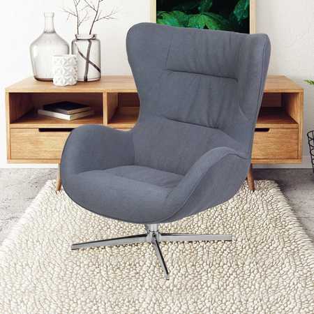 FLASH FURNITURE Gray Fabric 32.5 W 40.5 H, Alloy, Aluminum, Fabric, Foam, Polyester Seat ZB-WING-GR-FAB-GG